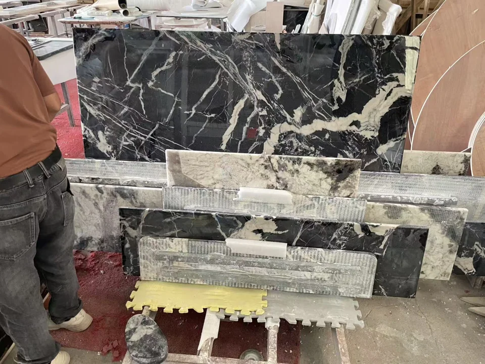 Stone pieces cushioned and separated during packing