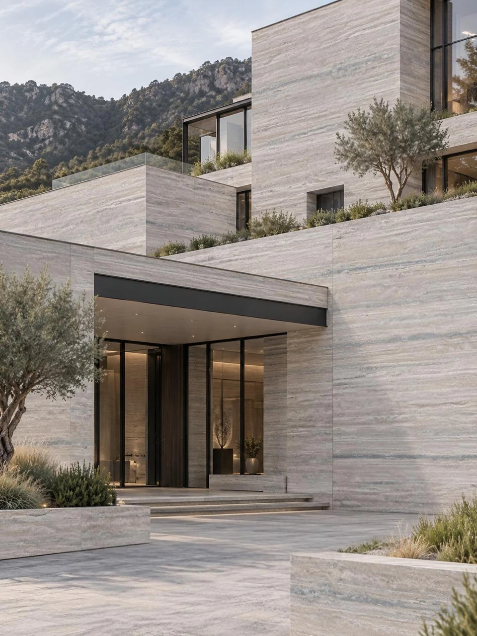 Vein-cut or cross-cut travertine: choose the pattern before the layout